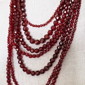 Pair of R.J. Graziano 7 Strand Bib Style Necklaces in Black and Black Cherry EUC